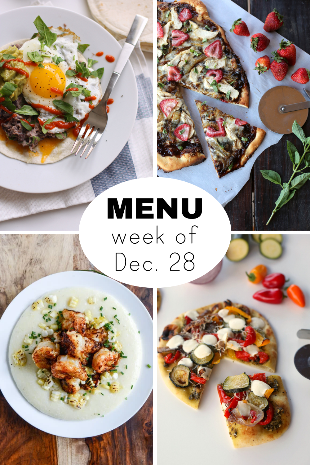 Dinner menu for the first week of January (including New Year’s)